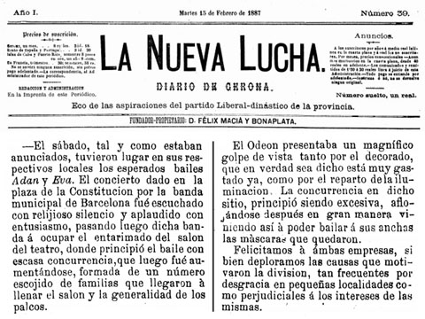 Not&iacute; de ball a la Sala Odeon. 15 de febrer de 1887