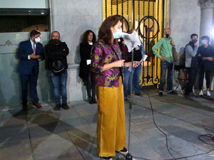 Concentraci&oacute; contra el 155 davant la subdelegaci&oacute; dels govern espanyol a la Gran Via de Jaume I