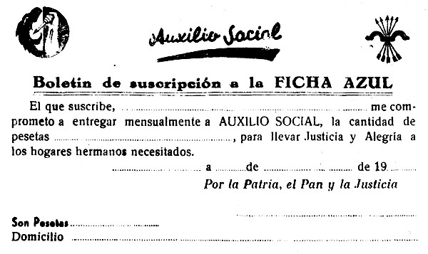 L'anomenada 'Ficha Azul', la suscripci&oacute; a donatius a l'AUxili Social