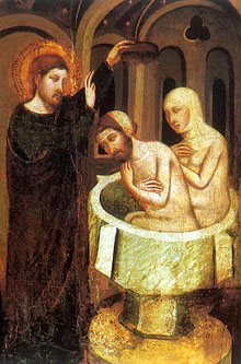 Detall del retaule de Sant Marc de la seu de Manresa. Arnau Bassa, 1346