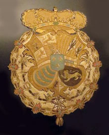 Escut imperial borb&ograve;nic. Segle XVIII. Brodat