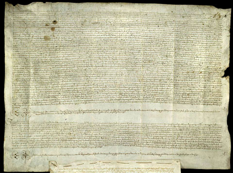 12/07/1492. Venda de l'antiga sinagoga de Girona. Lle&oacute; Aninay, Salom&oacute; Esdres, Salom&oacute; Samuel i Lev&iacute; Issach, jueus, rectors de l'aljama de Girona, i Astruch Abraham, Bonastruch Benvenist, Jucef de Piera, Mos&eacute; Vidal, Bellshom Caracosa, Benet Tolosa, Vidal Astruch, Benvenist Astruch i Astruch Tar&oacute;s, jueus singulars i ve&iuml;ns de l'aljama, venen a Pere Gerald de Terrades, canonge i sagrist&agrave; major de l'esgl&eacute;sia de Girona, absent, l'antiga sinagoga, situada dins els antics murs de la ciutat, prop del carrer de Sant Lloren&ccedil;, pel preu de 10 florins. La sinagoga afronta a l'est amb la casa que fou de Dalmau Mercader, convers de Girona, i amb el carrer de Sant Lloren&ccedil;, al sud amb la casa que fou de Mateu Samps&oacute;, convers de Girona, i amb el pati de la casa enderrocada de Nicolau Roca, notari de Girona, a l'oest amb el mur de la ciutat i amb l'hort de Nicolau Roca i al nord amb els patis de l'esmentat Roca