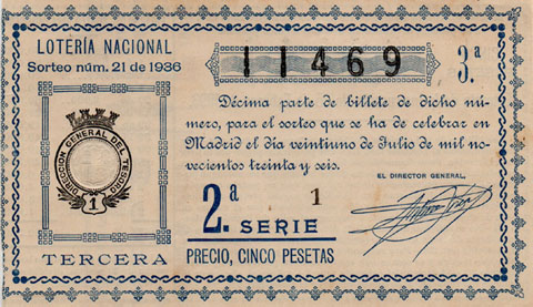 D&egrave;cim de la 'Loteria Nacional' del 21 de juliol de 1936