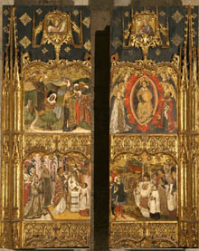 Retaule de Sant Miquel. Joan Antig&oacute;, Honorat Borrass&agrave; i Francesc Verg&oacute;s I. Segle XV. Tremp sobre fusta