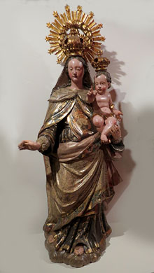 Mare de D&eacute;u del Carme. 1650-1700. Fusta daurada i policromada