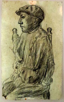 Apunt de noi assegut. Fidel Aguilar Marc&oacute;. 1910-1917. Carb&oacute; sobre paper