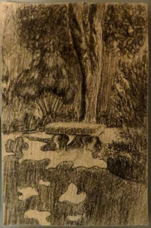 Apunt de paisatge: la Devesa. Fidel Aguilar Marc&oacute;. 1910-1917. Carb&oacute; sobre paper
