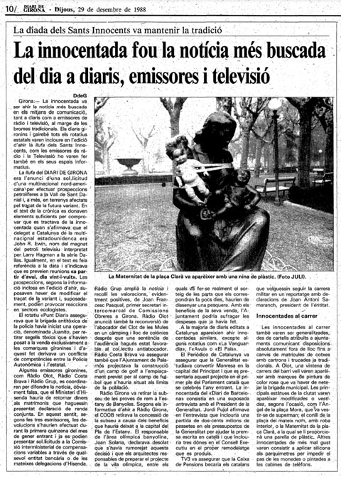 Les innocentades dels mitjans de comunicaci&oacute; gironins del 1988