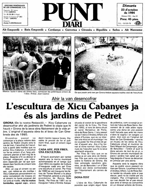 Article del diari El Punt sobre la instal&middot;laci&oacute; de l'escultura. 23/10/1984