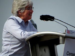 Acte del Consell per la Rep&uacute;blica Catalana a Perpiny&agrave; amb el President Carles Puigdemont i els consellers Clara Ponsat&iacute; i Toni Com&iacute;n