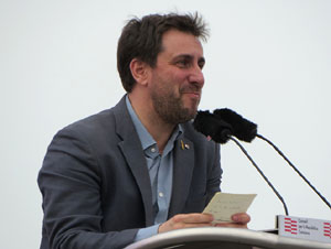 Acte del Consell per la Rep&uacute;blica Catalana a Perpiny&agrave; amb el President Carles Puigdemont i els consellers Clara Ponsat&iacute; i Toni Com&iacute;n