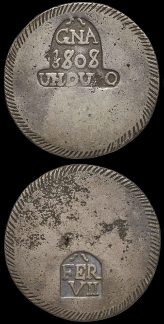 Moneda emesa a Girona durant la Guerra del Franc&egrave;s, l'anomenat 'duro de Girona'