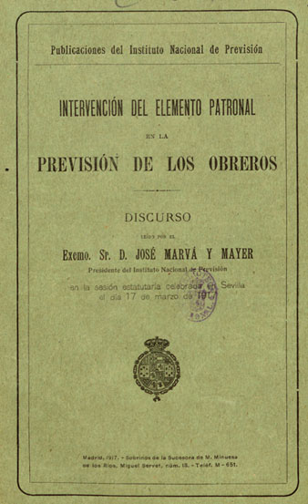 Una de les publicacions de Jos&eacute; Marv&aacute; a l'Instituto Nacional de Previsi&oacute;n