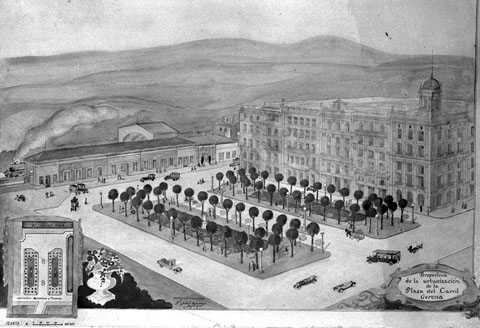 Projecte de remodelaci&oacute; de la pla&ccedil;a Poeta Marquina de l'aquitecte municipal Ricard Giralt Casades&uacute;s. 1926