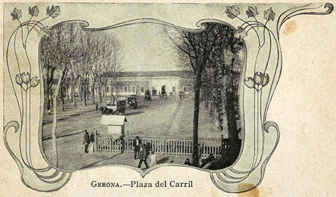 L'estaci&oacute; de tren de Girona, a la pla&ccedil;a del Carril. 1901