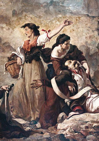 La Companyia de Santa B&agrave;rbara. Oli de Diego Fontalba. Detall