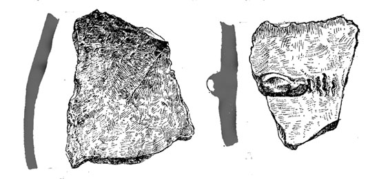 Fragments cer&agrave;mics localitzats al jaciment de Montilivi