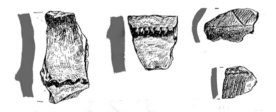 Fragments cer&agrave;mics localitzats al jaciment de Montilivi