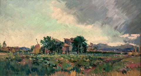 Paisatge. 1946. Oli sobre fusta. Museu d'Art de Girona