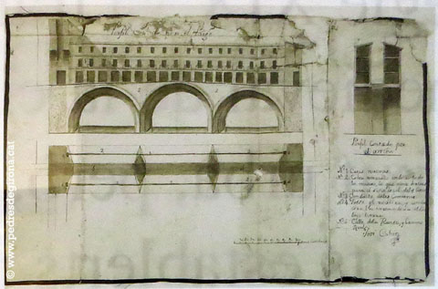 Projecte del pont d'Isabel II, actual pont de Pedra, realitzat per Jos&eacute; Cabot el 1830