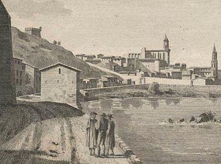 La torre de Sant Joan, al vessant de Montju&iuml;c sobre Pedret. 1806