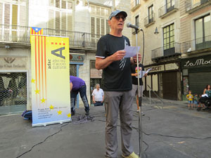 Diada Nacional 2022. Concentraci&oacute; a la pla&ccedil;a del Vi, lectura del manifest i cant de Els Segadors