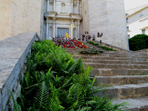 Temps de Flors 2022. Bas&iacute;lica de Sant Feliu. Escalinata principal