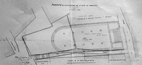 Projecte de rectificaci&oacute; del carrer Miralles o Mirallers. 5 d'agost de 1886