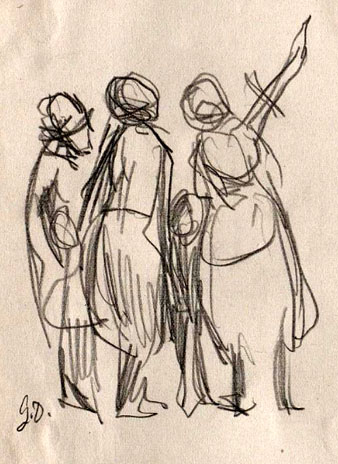 Gent mirant una execuci&oacute; a la forca. S/d