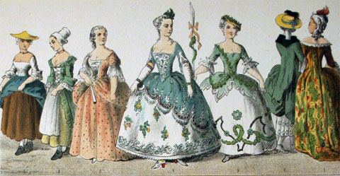 Indument&agrave;ria femenina de 1700 a 1750