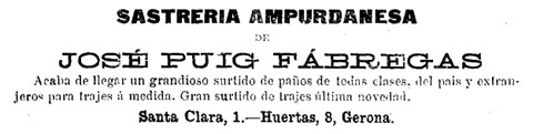 Anunci publicat al 'Diario de Gerona de Avisos y Not&iacute;cias' del 29/6/1892