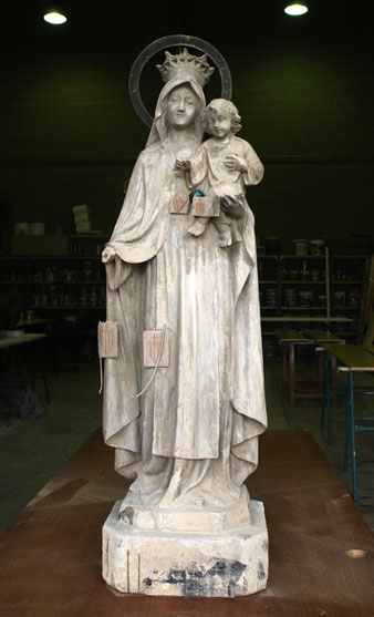 La Mare de D&eacute;u de la Merc&egrave; durant el proc&eacute;s de restauraci&oacute;. 2006