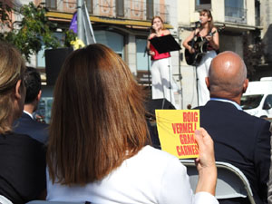 Diada Nacional 2023. Acte institucional a la pla&ccedil;a Catalunya, amb parlaments de Lluc Salellas, Miquel Noguer i Laia Ca&ntilde;igueral