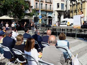 Diada Nacional 2023. Acte institucional a la pla&ccedil;a Catalunya, amb parlaments de Lluc Salellas, Miquel Noguer i Laia Ca&ntilde;igueral