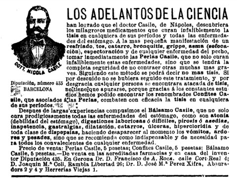 Anunci de la farm&agrave;cia P&eacute;rez Xifra publicat al 'Diario de Gerona de Avisos y Not&iacute;cias' del 8/10/1902