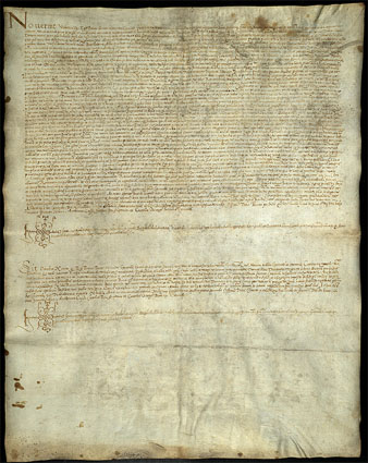 Venda atorgada per Pere Ferrer, mercader de Girona, a favor de Guillem Coll, notari p&uacute;blic de Girona, i de la seva esposa Caterina, d�una casa que t&eacute; a Girona, al carrer anomenat de la Cort (antigament de l�Argenteria). A orient, afronta amb el carrer que va de la pla&ccedil;a de l�Oli i de Clibano, anomenat de la Cort, al carrer de les Ferreries Velles i a la pla&ccedil;a del Vi. 1542