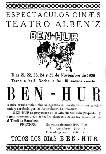 Anunci de la projecci&oacute; de 'Ben-Hur' al 'Diario de Gerona de Avisos y Not&iacute;cias' del 21/11/1928