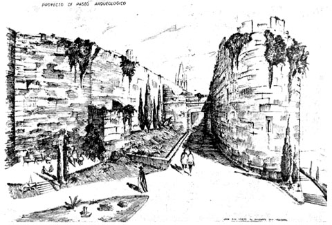 Projecte del Passeig Arqueol&ograve;gic. Entrada pel baluard de Sant Crist&ograve;fol