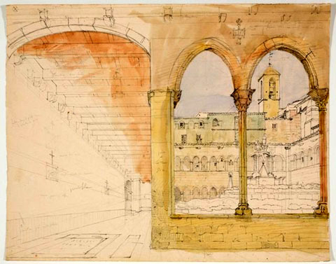 Claustre del Convent de Sant Francesc d�Ass&iacute;s de Girona. 1826