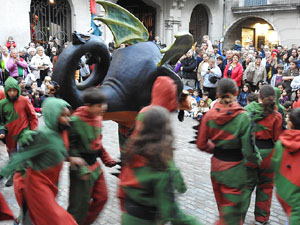 Festes de Primavera de Girona 2024. Despertada del petit Drac Major a la Rambla de la Llibertat