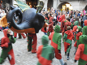 Festes de Primavera de Girona 2024. Despertada del petit Drac Major a la Rambla de la Llibertat