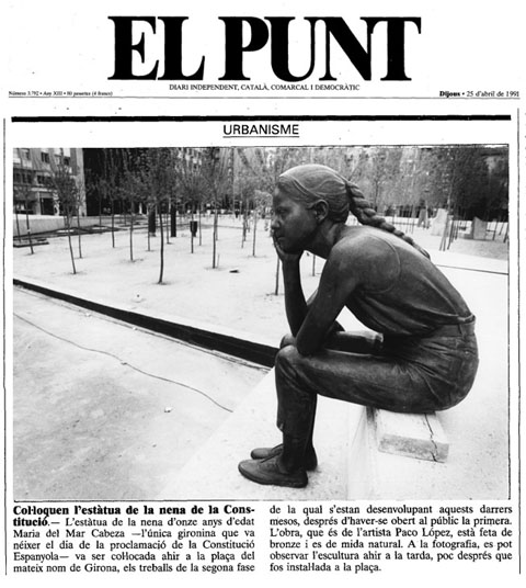 Inauguraci&oacute; de l'escultura. Article publicat al diari 'El Punt' el 24 d'abril de 1991