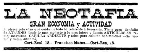 Anunci de la funer&agrave;ria 'La Neotafia'