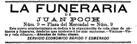 Anunci de la funer&agrave;ria Poch