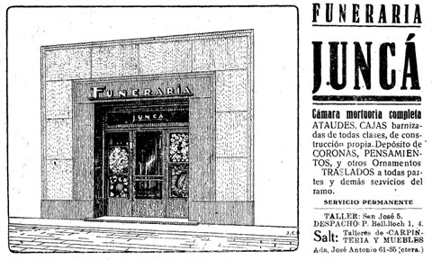 Anunci de la funer&agrave;ria Junc&agrave;