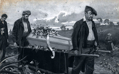 Enterrament d'un desnonat. Josep Llu&iacute;s Pellicer. Segona meitat del segle XIX