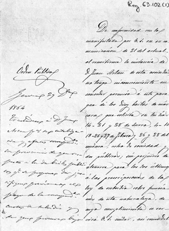 El Govern Civil de Girona concedeix a Juan Artau llic&egrave;ncia per realitzar balls de m&agrave;scares al Sal&oacute; de l'Ode&oacute;. 1864