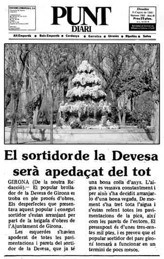 Not&iacute;cia de la reparaci&oacute; del Brollador. 1981