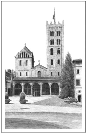 Ripoll (El Ripoll&egrave;s). Dibuix de Pere Matas