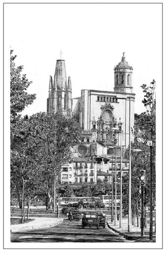 L'avinguda de Fran&ccedil;a. L'entrada nord a Girona. Dibuix de Pere Matas